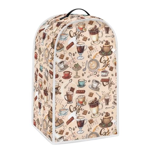 Image of Coffee Design Blender Dust Cover, Anti Fingerprint Polyester Stand Mixer or Coffee Maker Appliance Protector, Machine Washable Blender Cover for Kitchen Appliance