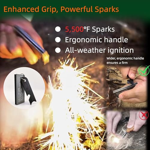 Survival Fire Starter Kit - Ferro Rod & Magnesium Fire Starter Compact Stove with Flint and Steel to Firestarter Fireplace Pit for Outdoor Camping Bushcraft Hiking Emergency Gadgets - Image 5
