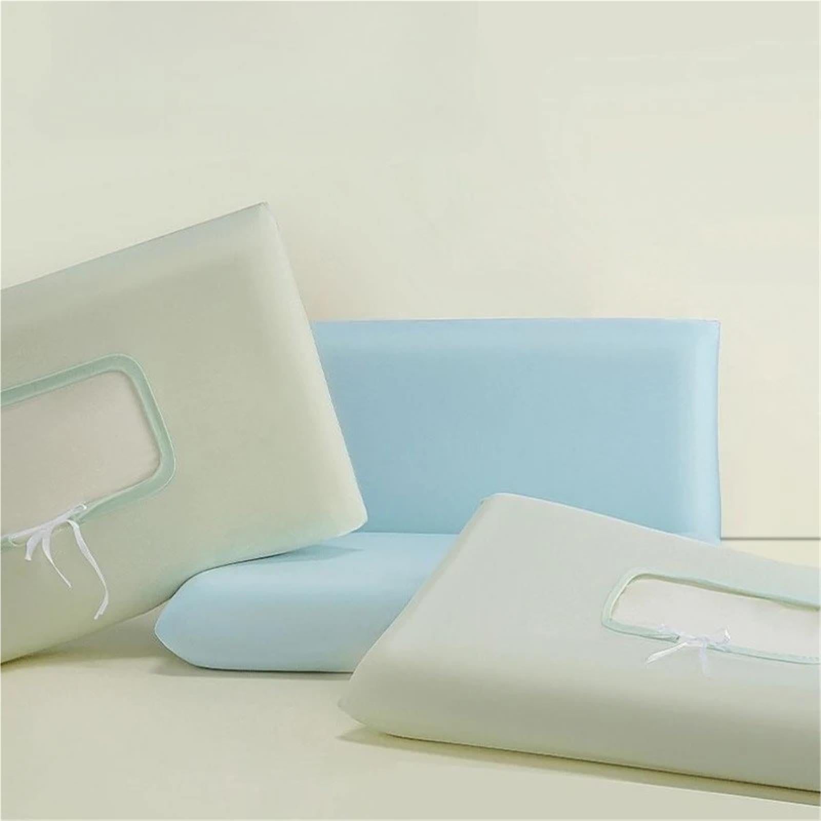 Federe Rinfrescanti Federa in seta stretch color ghiaccio | Le fasce elastiche si adattano perfettamente ai cuscini in memory foam(Blue,4PCS)