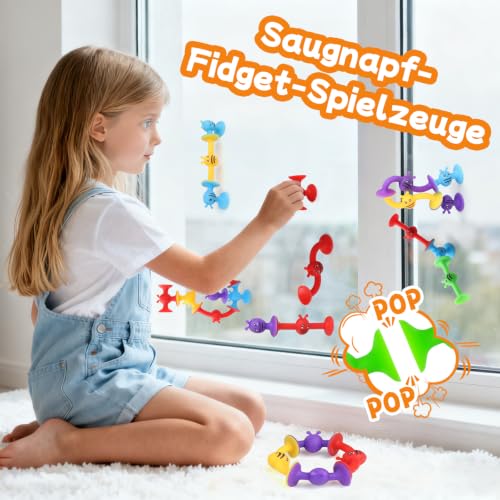 ECHOCUBE Saugspielzeug, 28 Stück Saugnapf Badespielzeug für Kinder ab 3 Jahren, sensorisches Saugspielzeug, Stressabbau-Spielzeug… – Ansicht 2