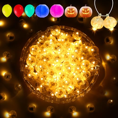 Image of Aogist 50Pcs Balloon Lights with Hook,Long Standby Time,Waterproof Mini Light for Birthday Party Wedding Christmas Halloween Easter Decorative (Flash, Yellow)