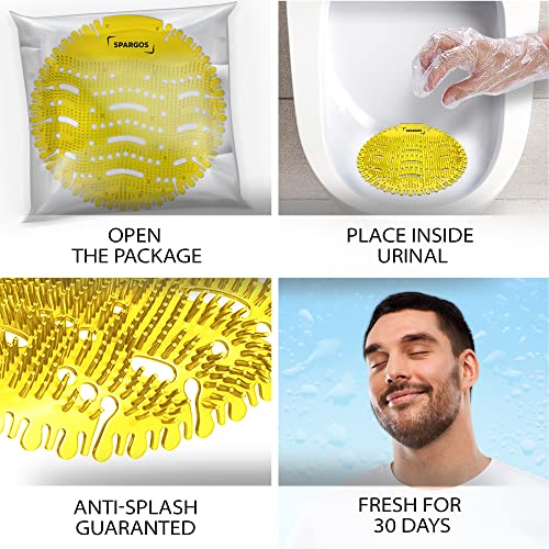 Pastilles Urinoir 24 Pièces Urinal Screen pour Urinoir Désodorisant Protection anti-éclaboussures contre les odeurs pour les toilettes dans les salles de bain les bureaux avec gants gratuits