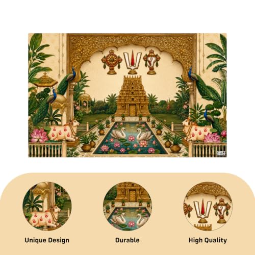 Image of Party Propz Backdrop for Ganapati Decoration Items for Home- 2 Pcs, Tirumala Theme Background Banner, Backdrop Cloth for Decoration Pooja, Varalakshmi Decorations, Janmashtami Decorations.