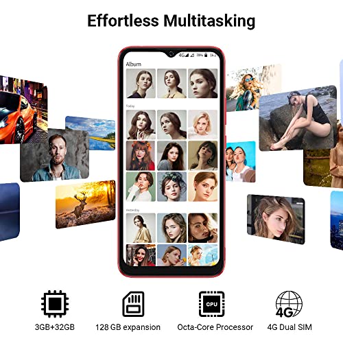 Blackview Unlocked Phones A70 3Gb+32Gb/Sd 128Gb Android Cell Phone,5380Mah Massive Battery,Octa Core Smartphone Unlocked,4G Dual Sim Face Unlock&Fingerprint Mobile Phone 6.5" Fhd+Large Screen #TOP5