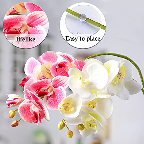 Chuangdi 2 Pieces Artificial Phalaenopsis with Suction Cups Terrarium Plant Decoration Reptile Habitat Plant Decor for… - Image 4