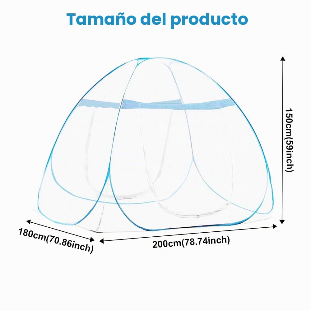 mizikuu Mosquitera para cama, mosquitera desplegable 180 x 200 x 150 cm, plegable y portátil, malla estrecha, red para mosquitos grande y doble puerta para dormitorio, exterior, camping