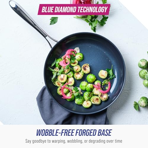 Image of Blue Diamond Cookware Hard Anodized Ceramic Nonstick, 10 inch Frying Pan Skillet, PFAS-Free, Dishwasher Safe, Oven Safe, Grey