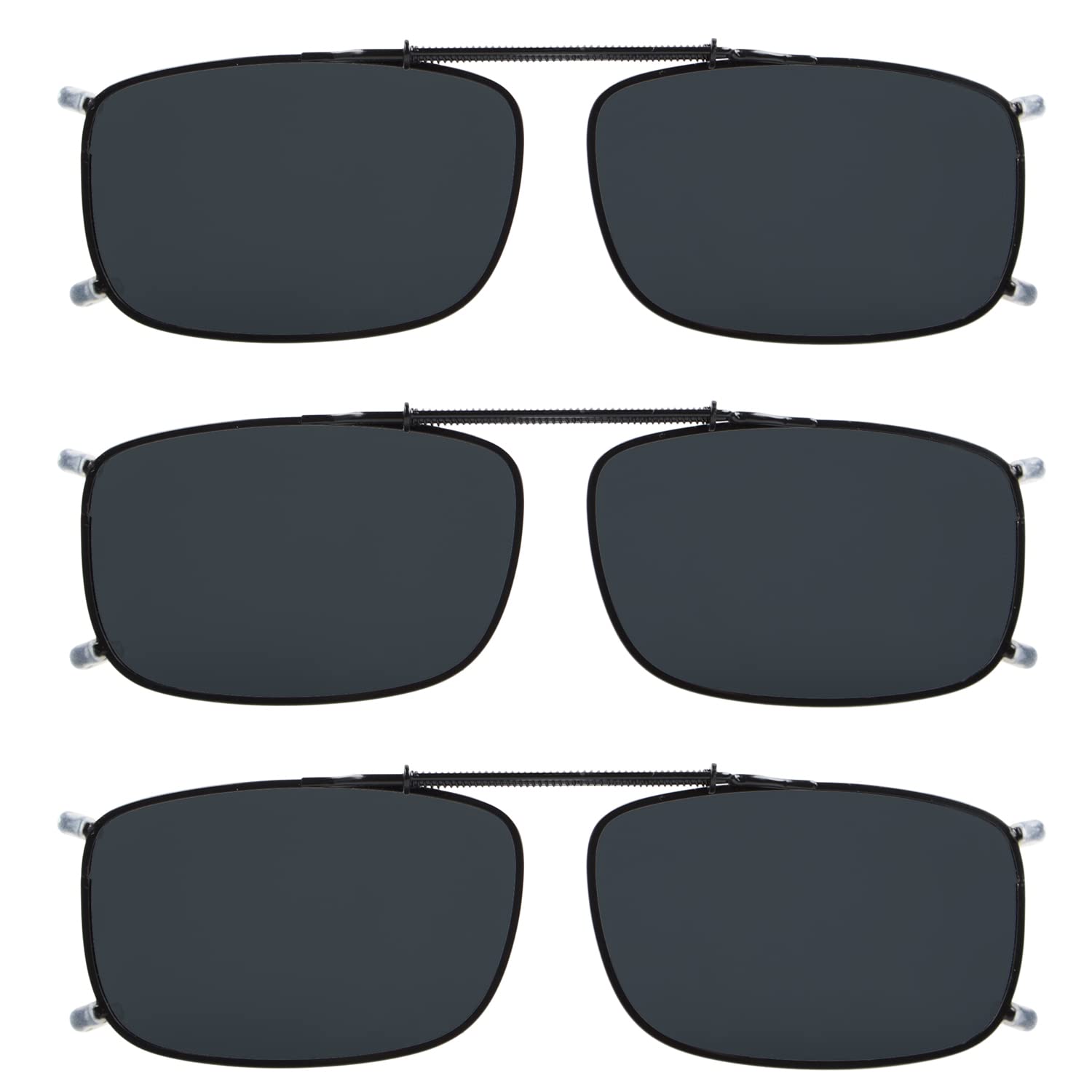 Eyekepper 3-Pack Polarized Clip-On Sunglasses with Spring Draw Bar