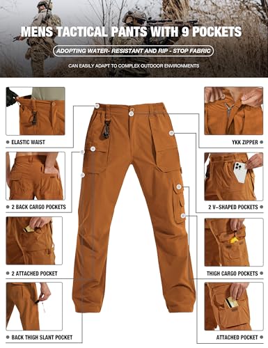 MOURCE Tactical Pants for Men Ripstop - Water Resistant Mens Hiking Pants Lightweight Quick Dry Cargo Pants with 9 Pockets3