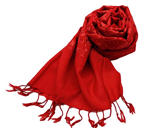 Étole laine unie SHANKARA motifs floraux ton sur ton modèle N4