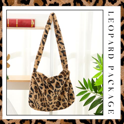 Cartera tipo clutch con estampado de leopardo, de felpa sintética, para mujer, ideal para invierno (mediana) miniatura 5
