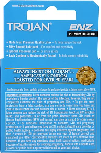 Amazon.com: TROJAN Enz Lubricated Latex Condoms, 0.04 lb : Health &  Household