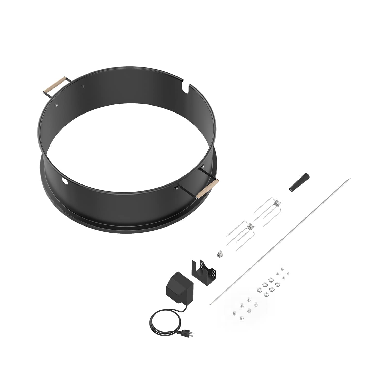 Kit de parrilla para asador de pollo prémium para parrilla Weber 22, kit de anillo giratorio para accesorios Weber Kettle Motor eléctrico mejorado, bien equilibrado 5