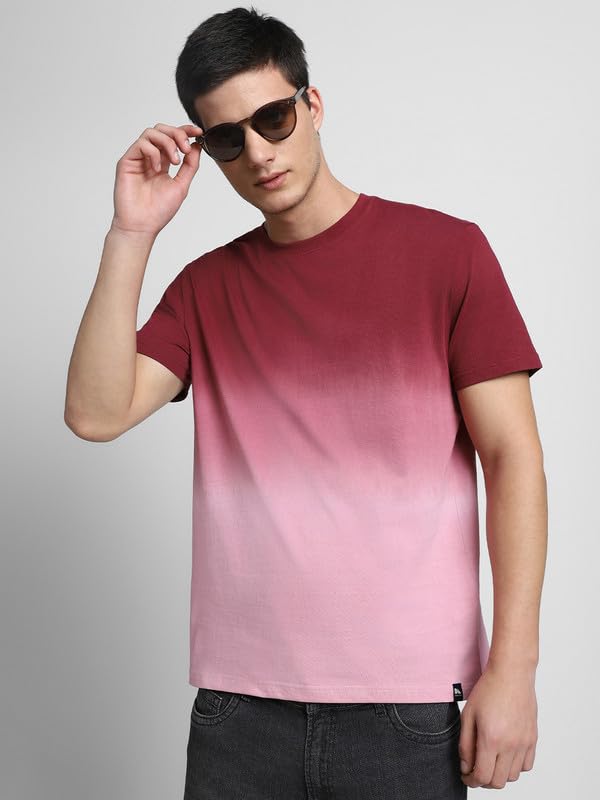 Image of Dennis Lingo Men's Cotton Ombre Crew Neck Slim Fit T-Shirts