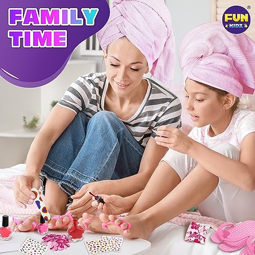 Kids Foot Spa Kit for Girls, Funkidz Pedicure Kit for Girls Includes Bigger Inflatable Foot Tub Inflator Pump Peelable Nail Polish Supplies for Sleepover Party, 17.91Wx12.4L - Thumbnail 7