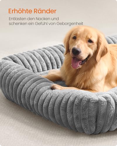 Feandrea Hundebett, extra großes orthopädisches Hundekörbchen, Hundekissen waschbar, Flauschige Hundematte, weiche Polsterung, 120 x 85 x 23 cm, Taubengrau PGW314GD01