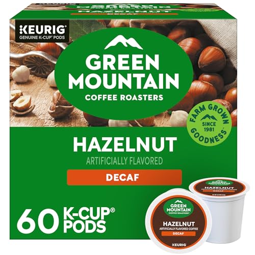 Image of Green Mountain Coffee Roasters Hazelnut Decaf Coffee, Keurig Single-Serve K-Cup pods, Light Roast, 60 Count (6 Packs of 10)