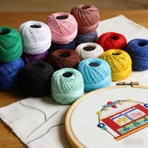 Image of STOBOK Crochet Thread 16 Colors 100% Cotton Yarn for Crocheting Embroidery Thread Set Craft Supplies for DIY Home Sewing Projects