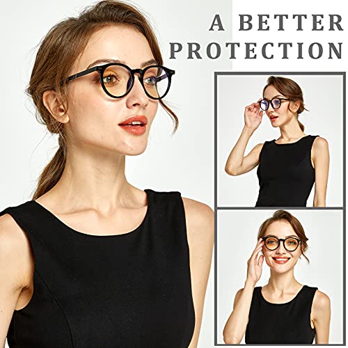 Image of DUCO Blue Light Glasses for Men Women Blue Ray Blocking Glasses Computer Gaming Glasses Retro Round Eyeglasses Frame 5217