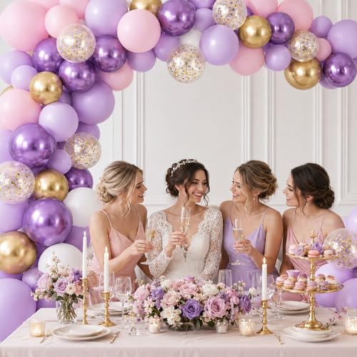 Image of Pink and Purple Balloons 50 Pcs 12 Inch