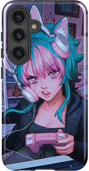 Skinit Impact Phone Case Compatible with Galaxy S24 Plus - Officially Licensed Pink Hair Anime Gamer Girl by Ivy Dolamore Design