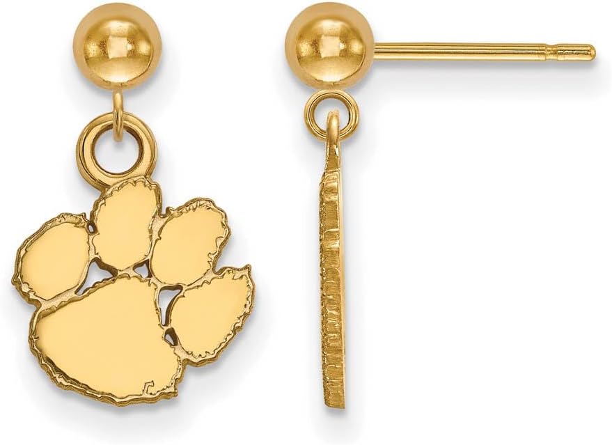 LogoArt Clemson University Dangle Earrings with Ball (14k Yellow Gold)