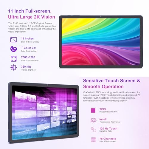 Image of C idea 11 inch Tablet, Android 13 Tablets 12GB+128GB (1TB TF),1200x2000 FHD 2K Split-Screen,13MP+5MP Camera, 8000mAh Battery with Type-C Fast Charging,Octa-core CPU Tablet Support Face Unlock-Gray