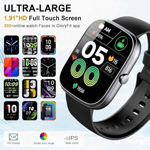 Image of Smart Watch for Men Women (Answer /Make Call), 1.91 inch HD Screen Smartwatch Fitness Tracker, Heart Rate /Sleep Monitor, Watches for Men IP68 Waterproof,110+ Sport Mode Step Counter for Android iOS