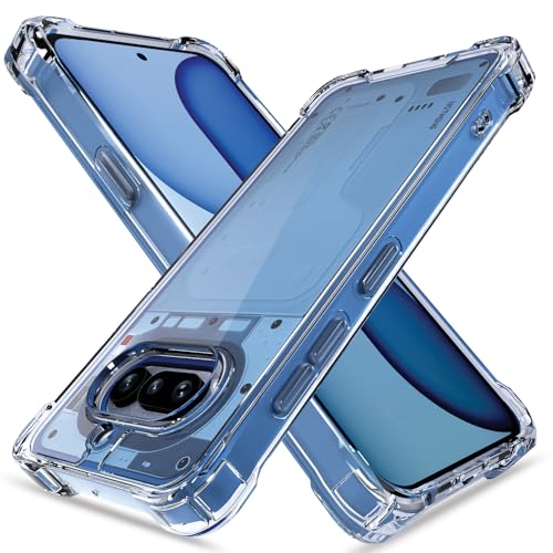 Image of Amazon Basics Back Cover for Nothing Phone 4a 5G PC + TPU Clear Transparent Raised Edges Shockproof Protective Phone Bumper Case (Transparent)