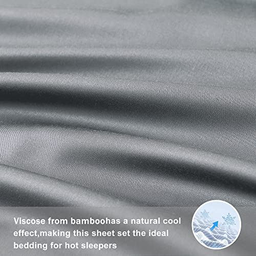 Full Size Sheets, 100% Viscose From Bamboo Sheets, Cooling & Breathable, Soft, 4 Piece Bedding Sheets & Pillowcases With 16" Deep Pocket #TOP5