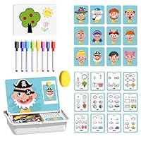 Magnetic Puzzles Face Dress Up, Puzzle Drawing Board, Educational Learning Toy With Pen Cards And Magnetic Nail, Educational Learning Fine Motor For Kids Toddler Preschool School Classroom Home Car