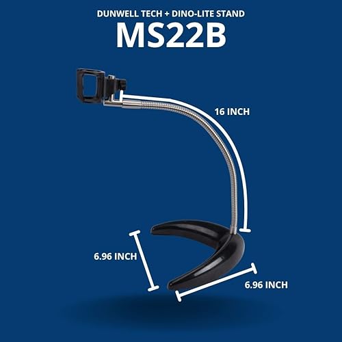 Miniatura 2 de Dunwell Tech, Inc MS22B Soporte de escritorio con brazo flexible (negro), ~ 16 pulgadas de altura, diseñado para Dino-Lite AM2111, AM3111, AF3113,
