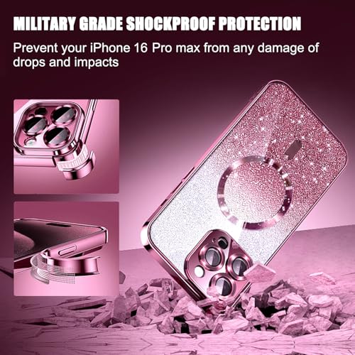 Coque iPhone 16 Pro Max anti-poussière paillettes avec verre d'objectif