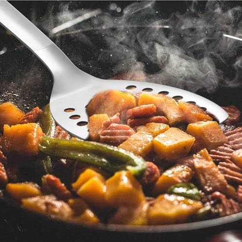 GAFFEL 1 Pc Stainless Steel Dual Finish Turner Perforated (Dyna)/ Turner for Kitchen/Cooking Tool for Kitchen (33cm, Mirror-Matte Finish Turner)