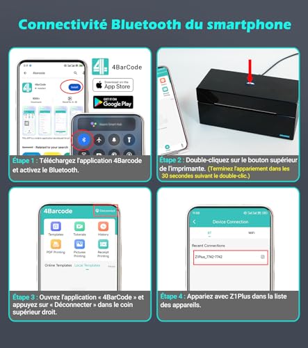 Imprimante Etiquettes Expédition Bluetooth Autocollante Code Barre Label Printer Thermique Ebay