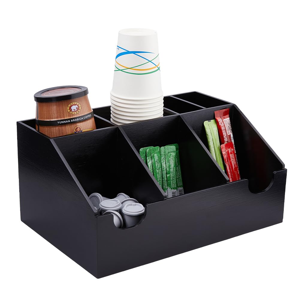 Organiseur de station de café en bois 22x32,5 cm pour dosettes et tasses