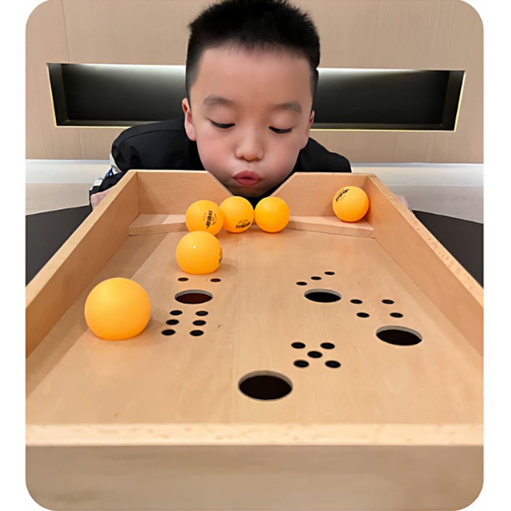 Scatola con Palla per Esercizi di Respirazione Montessori, Giocattolo Sensoriale Orale in Legno per Lo Sviluppo della Motricità Fine e della capacità Polmonare
