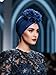 Wosois Headwrap Hair Turbans African Turban Flower Pearl Crystal Twisted Head Turban for Women Fashion (Blue)
