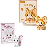 Mini Cat Bloques de Construcción Conjunto - Regalos de Juguetes para Niños y Adultos, Juego de Manualidades DIY para Decoración del Hogar Juego de 2 Lindos Modelos de Gato