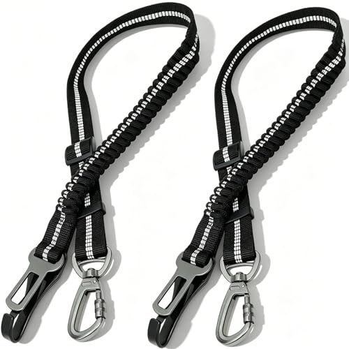 Newaner 2 Pezzi Cintura di Sicurezza per Cani, 3 in 1 Multifunzione, Regolabile in Nylon Riflettente E Forte Moschettone, per Tutti i Cani di Taglie Medio Grandi