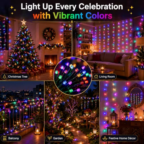 Image of Quace 36 Ft Multicolor LED Pixel String Lights | 360 Flexible Wire Decorative Serial Fairy Lights for Diwali, Christmas, Wedding, Party, Indoor & Outdoor Home Decoration | (Pack of 2)
