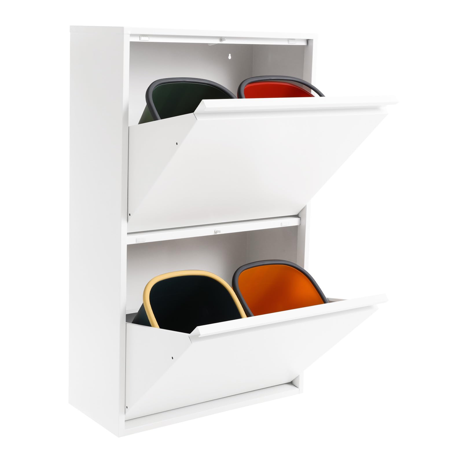 Cubo de basura para cocina, montaje en pared, con cubo interior extraíble, 4 x 15 L, color blanco