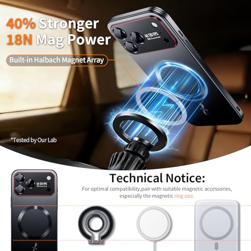 Image of for iPhone 17 Pro Max Case, Heavy-Duty Slim Design Compatible with MagSafe, Strong Magnetic Shockproof Protection for Screen & Camera Cover Case for 17 Pro Max Case,Black