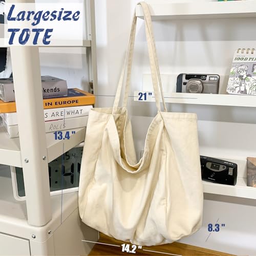 Image of Canvas Tote Bag for Women Large Hobo Shoulder Bag for Work Travel Casual Message Bag Tote Purse handbags