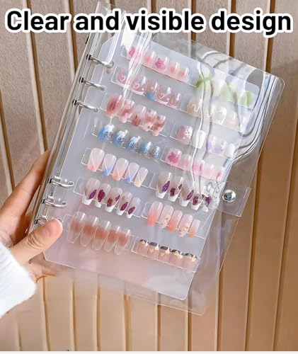 Image of 6-Page Nail Art Book, Press On Nails Organizer for Travel and Salon Use, Nail Display Stand for Press On Nails Collection, Nail Art Table Accessory