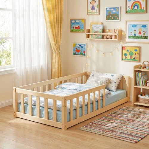 Lit Nino 70x140 + 1 sommier + barrière/Naturel