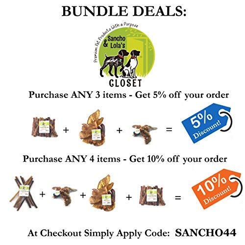 Sancho & Lola's 6-Inch Thick Bully Sticks For Dogs 10Oz (7-8) Grass-Fed Free-Range Grain-Free Beef Pizzle Dog Chew Sticks #TOP6