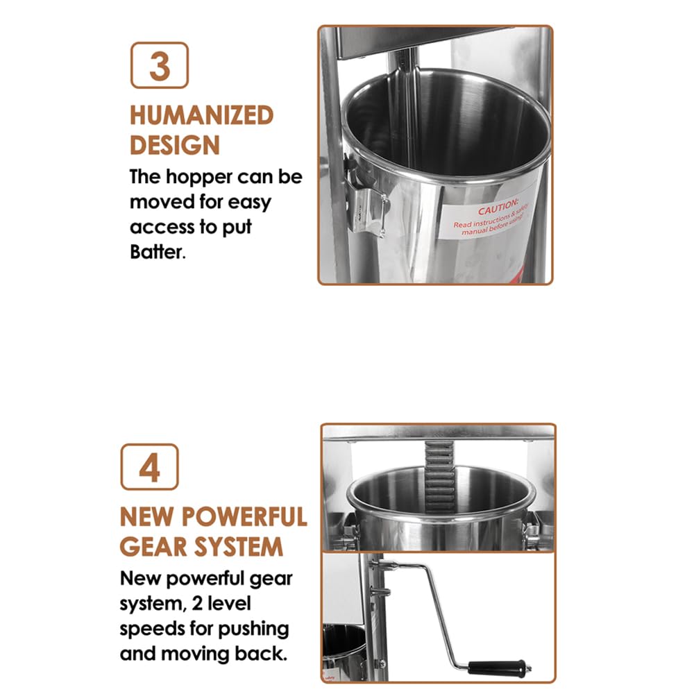 Churros manuale commerciale ciambelle spagnole macchina con friggitrice 6L - 4 tipi di stampi Churros Maker
