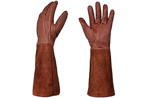 KINDE Leather Gardening Gloves Women/Men - Thorn Proof Cowhide Leather Long Forearm Protection Gauntlet