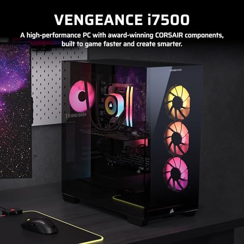 Image of Corsair Vengeance i7500 Gaming PC - Liquid Cooled Intel Core i7-14700KF CPU - NVIDIA GeForce RTX 5070 GPU - 32GB Vengeance RGB DDR5 Memory - 1TB M.2 SSD - Black